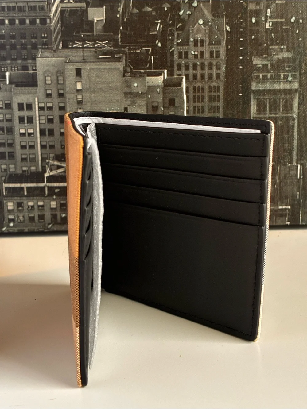 Burberry Brown and Red Icon Stripe wallet